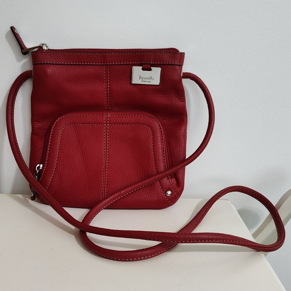 Tignanello red genuine leather crossbody bag/purse, excellent used condition